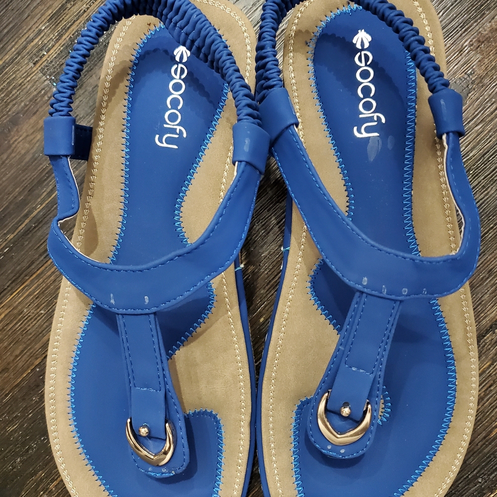 Socofy Women's Blue Sandals